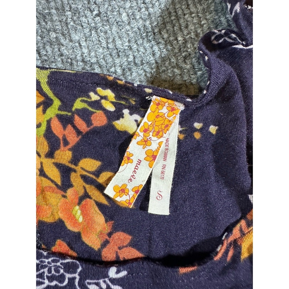 Maeve Anthropologie Women's Small Black Dress A Line Bell Flutter Sleeve Floral - Picture 3 of 7